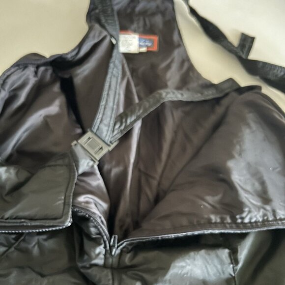 VTG Swiss Alps Outdoor Line Rugged Wear Black Ski Bib Pants Size L Waist 36 Goth - Picture 8 of 14